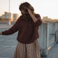 Handwoven Cotton Flair Midi Skirt in Mustard and Cream