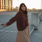 Handwoven Cotton Flair Midi Skirt in Mustard and Cream