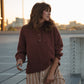 Imogene Oversized Wool Henley in Rust Made to Order