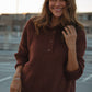 Imogene Oversized Wool Henley in Rust Made to Order