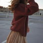 Handwoven Cotton Flair Midi Skirt in Mustard and Cream