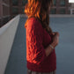 Tina Triangle Knit Cotton Cardigan in Red Made to Order