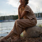 Katie Handwoven Cotton Set in Mustard and Cream Stripe - XL Pants