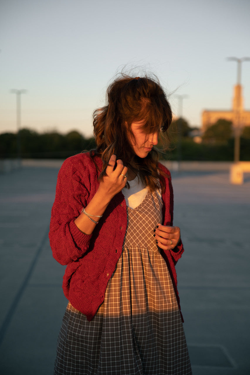 Faro Dress in Recycled Beige Plaid