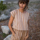 Katie Handwoven Cotton Set in Mustard and Cream Stripe - XL Pants