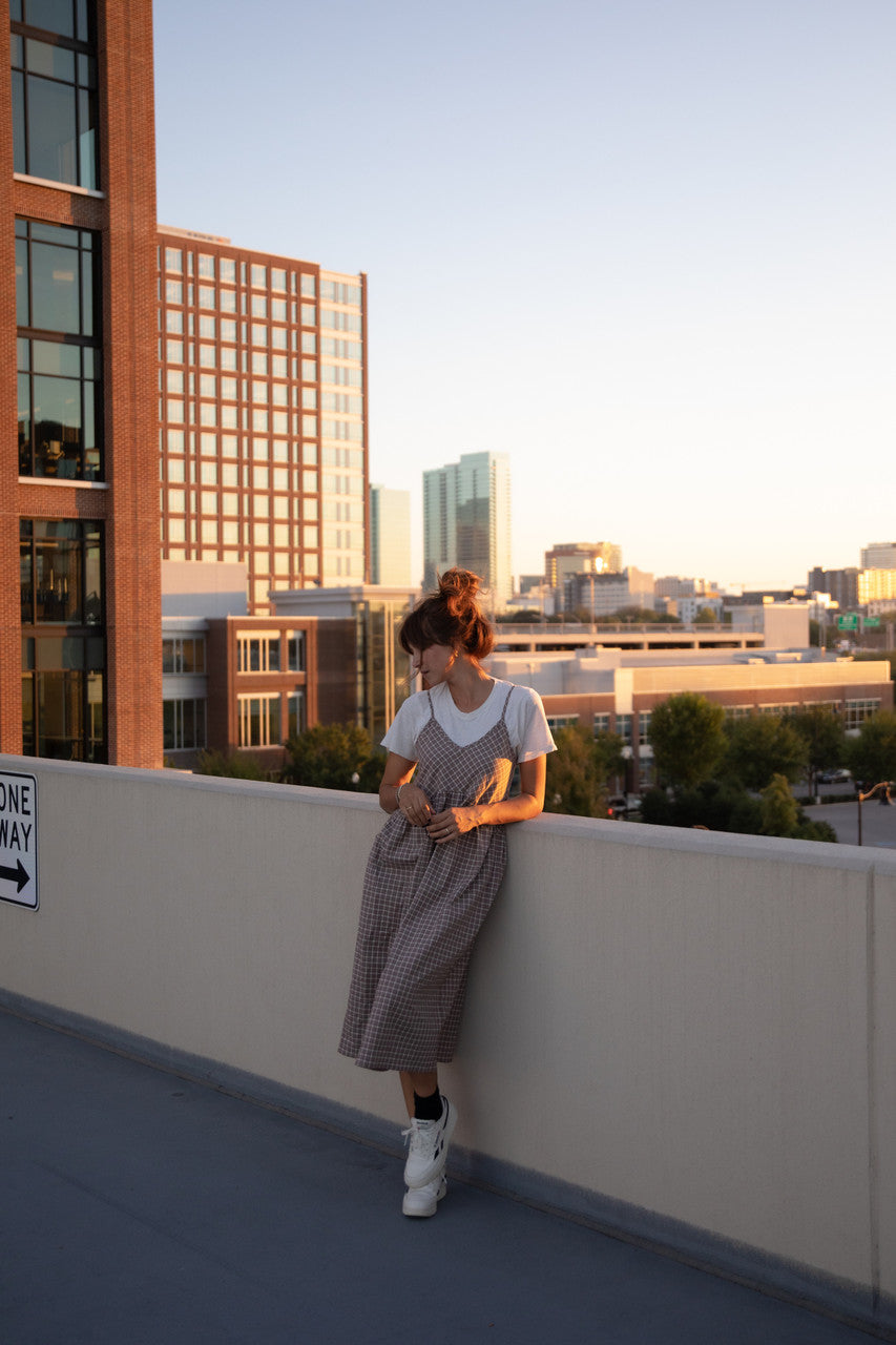 Faro Dress in Recycled Beige Plaid