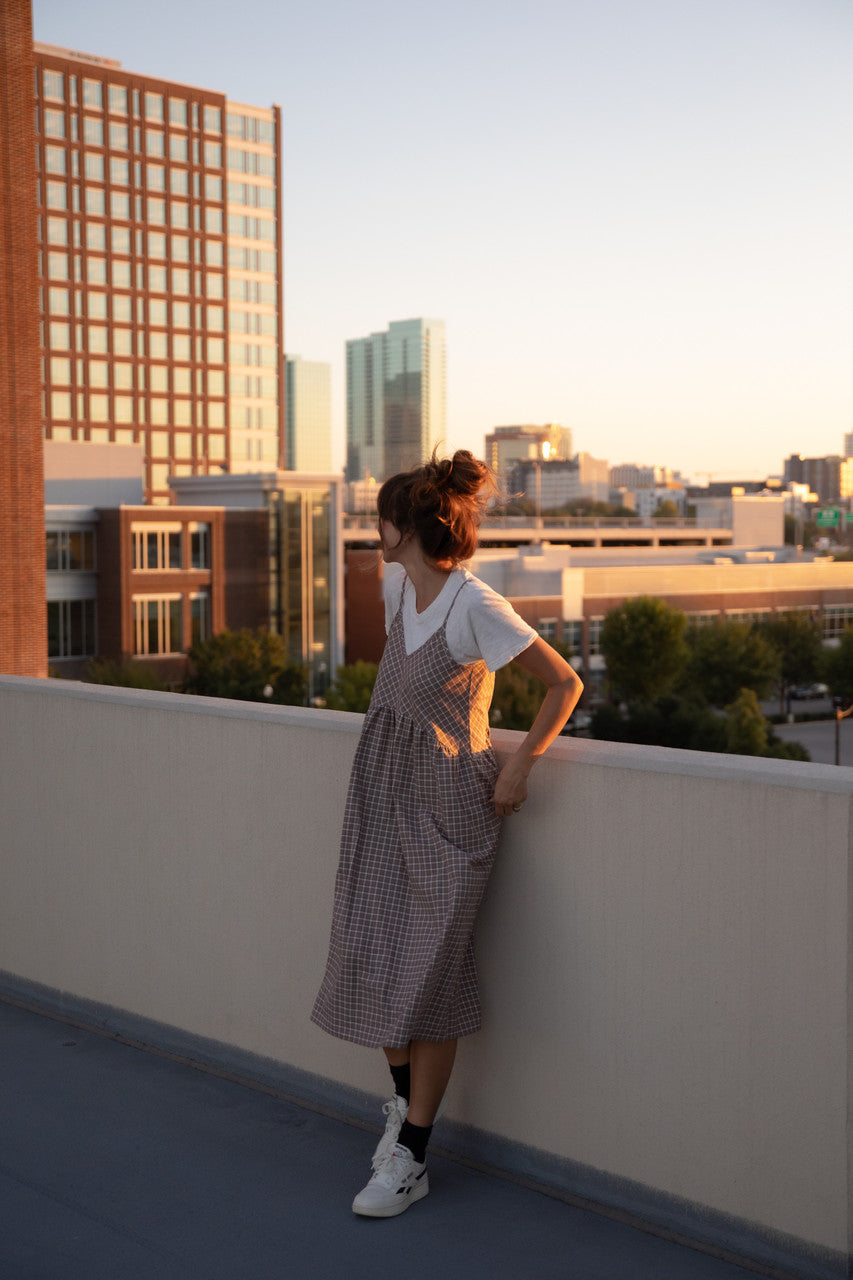 Faro Dress in Recycled Beige Plaid