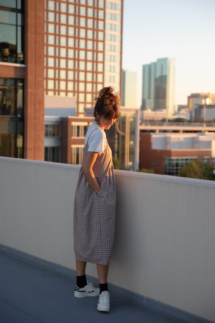 Faro Dress in Recycled Beige Plaid