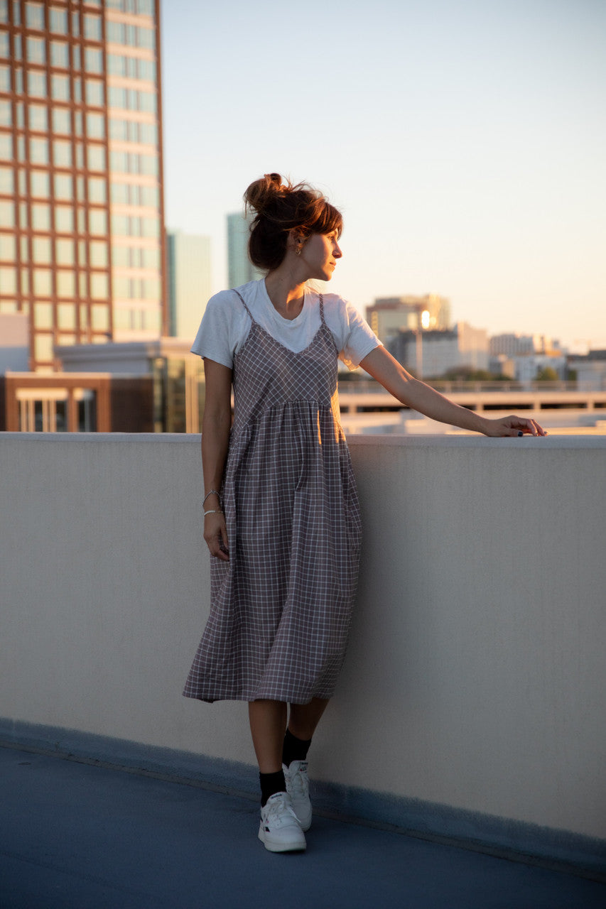 Faro Dress in Recycled Beige Plaid