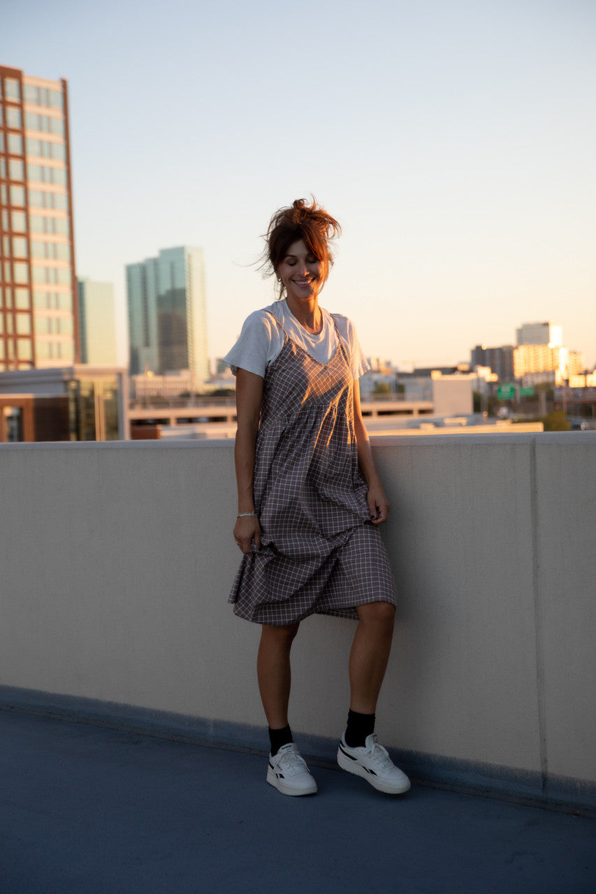 Faro Dress in Recycled Beige Plaid