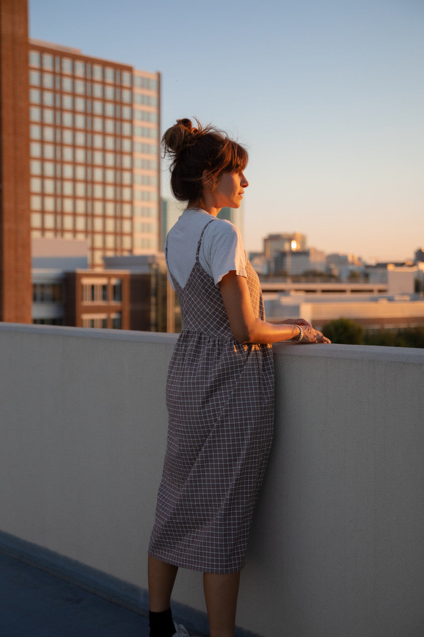 Faro Dress in Recycled Beige Plaid