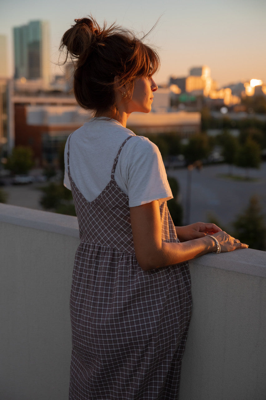 Faro Dress in Recycled Beige Plaid