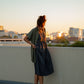 Paige Handwoven Cotton Relaxed Shirt Dress in Green Gingham