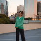 Aiden Classic Breton Style Henley in Green and White Stripe Made to Order