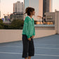 Aiden Classic Breton Style Henley in Green and White Stripe Made to Order