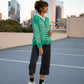 Aiden Classic Breton Style Henley in Green and White Stripe Made to Order