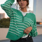 Aiden Classic Breton Style Henley in Green and White Stripe Made to Order