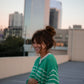 Aiden Classic Breton Style Henley in Green and White Stripe Made to Order