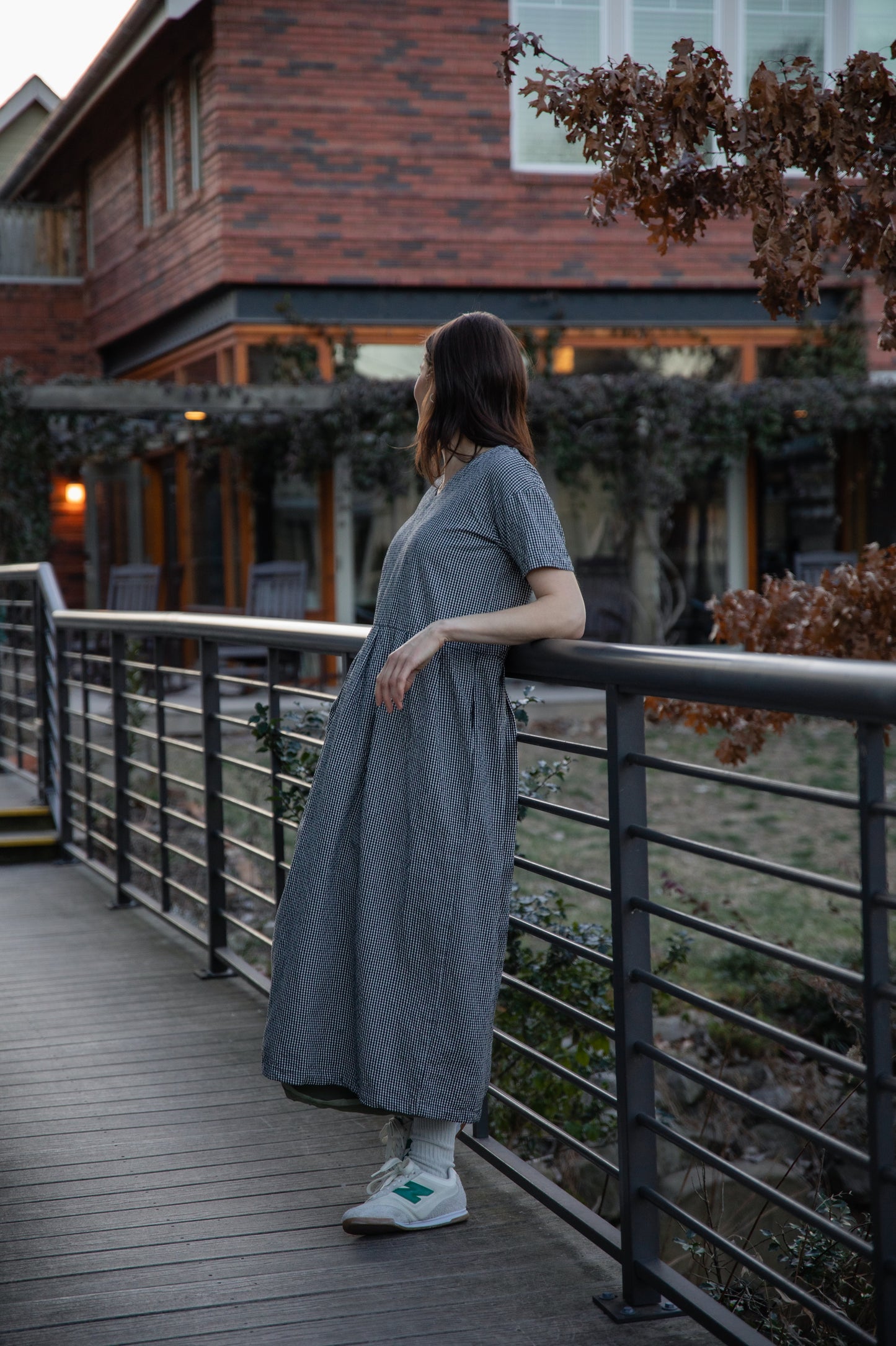 Eloise Handwoven Cotton Dress in Black and White Gingham - L Left