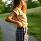 Katie Handwoven Cotton Pants Yellow Gingham Made to Order
