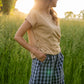 Katie Handwoven Cotton Pants Yellow Gingham Made to Order