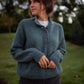 Imogene Oversized Wool Henley in Aqua Slate Made to Order