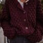 Quinn Wool Cardigan in Plum Made to Order