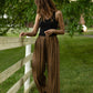 Katie Handwoven Cotton Pants in Brown and Mustard Stripe Made to Order