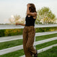 Katie Handwoven Cotton Pants in Brown and Mustard Stripe Made to Order