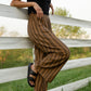 Katie Handwoven Cotton Pants in Brown and Mustard Stripe Made to Order