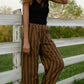 Katie Handwoven Cotton Pants in Brown and Mustard Stripe Made to Order