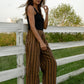 Katie Handwoven Cotton Pants in Brown and Mustard Stripe Made to Order