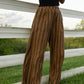 Katie Handwoven Cotton Pants in Brown and Mustard Stripe Made to Order