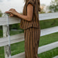 Katie Handwoven Cotton Pants in Brown and Mustard Stripe Made to Order
