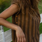 Katie Handwoven Cotton Pants in Brown and Mustard Stripe Made to Order