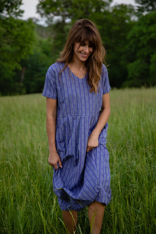 Eloise Handwoven Cotton Dress in Periwinkle Made to Order