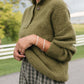 Imogene Oversized Wool Henley in Moss Made to Order
