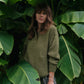 Imogene Oversized Wool Henley in Moss Made to Order