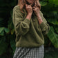 Imogene Oversized Wool Henley in Moss Made to Order