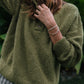 Imogene Oversized Wool Henley in Moss Made to Order