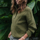 Imogene Oversized Wool Henley in Moss Made to Order