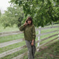 Imogene Oversized Wool Henley in Moss Made to Order