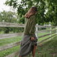 Imogene Oversized Wool Henley in Moss Made to Order