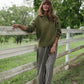 Imogene Oversized Wool Henley in Moss Made to Order