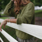 Imogene Oversized Wool Henley in Moss Made to Order