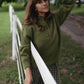 Imogene Oversized Wool Henley in Moss Made to Order