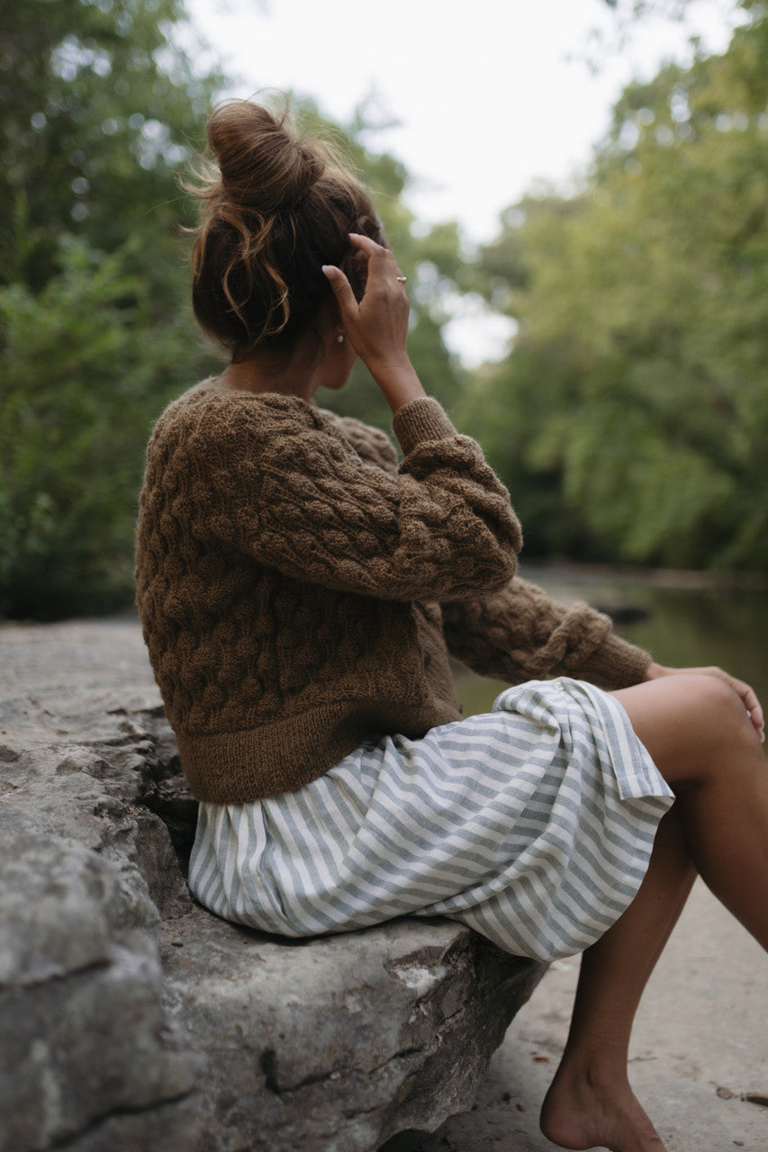 Quinn Wool Cardigan in Light Brown