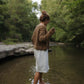 Quinn Wool Cardigan in Light Brown Made to Order