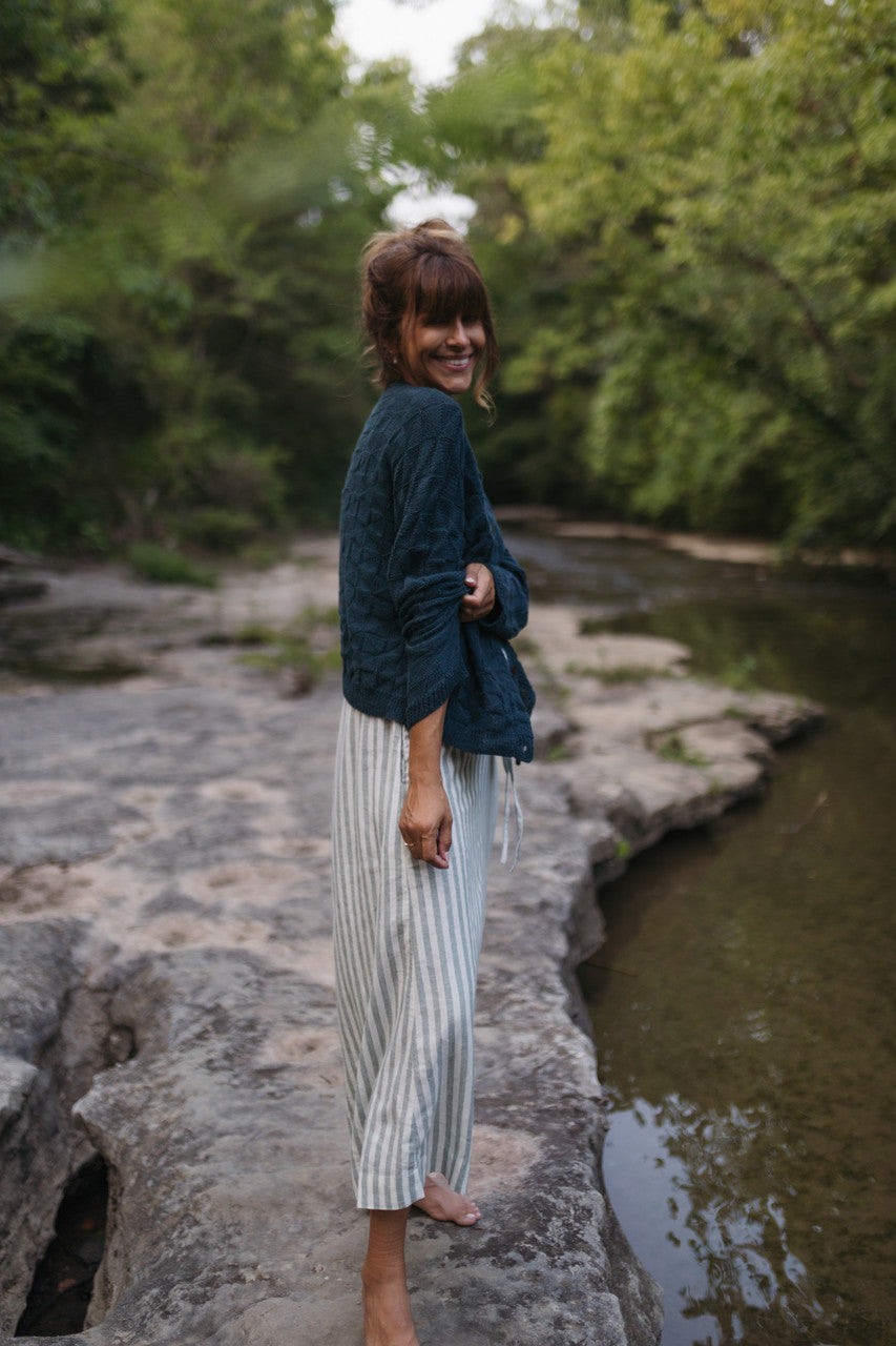 Tina Triangle Knit Cotton Cardigan in Teal