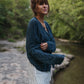Tina Triangle Knit Cotton Cardigan in Teal Made to Order